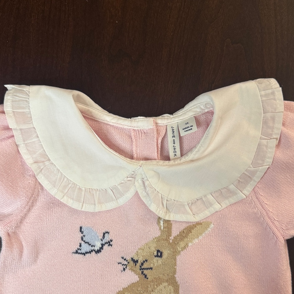 Janie and Jack Pink Sweater with Bunny Design - Picture 9 of 9